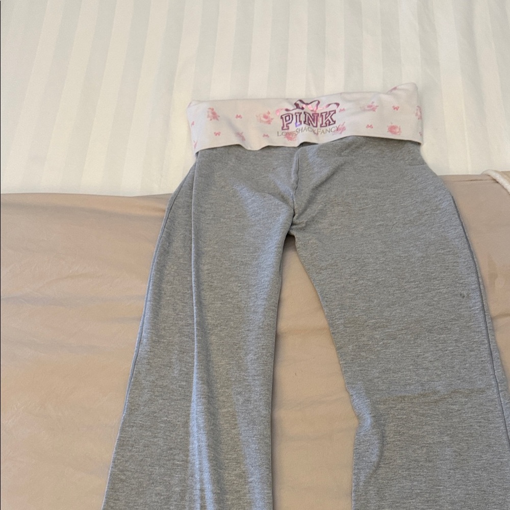 PINK Victoria's Secret Foldover Waistband Leggings - Pink & Gray - Picture 3 of 6